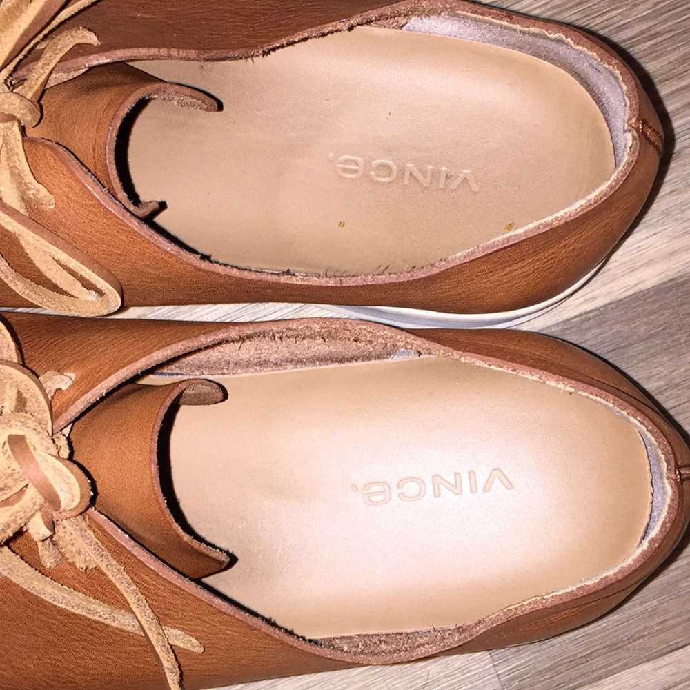 Vince Men’s Luggage Leather Lace Up Sneakers - Picture 3 of 4